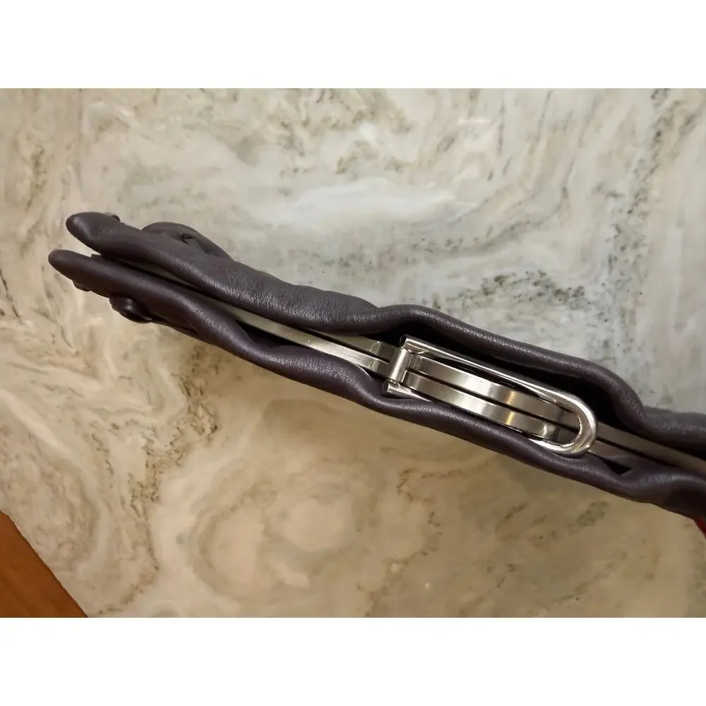 Ann Taylor Ruffled Leather Clutch Bag Chocolate Brown